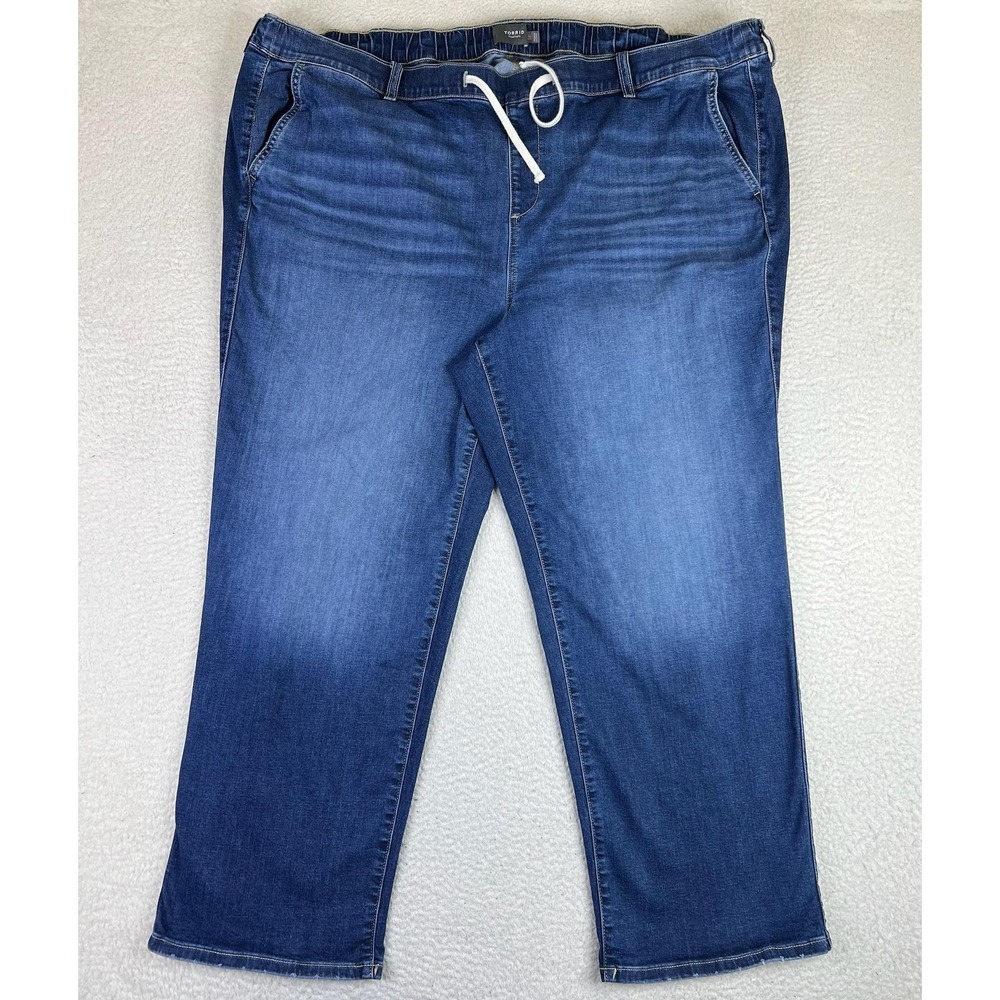 Torrid Weekend Boyfriend Straight Crop Jeans Womens 5R Blue High Rise 44237796